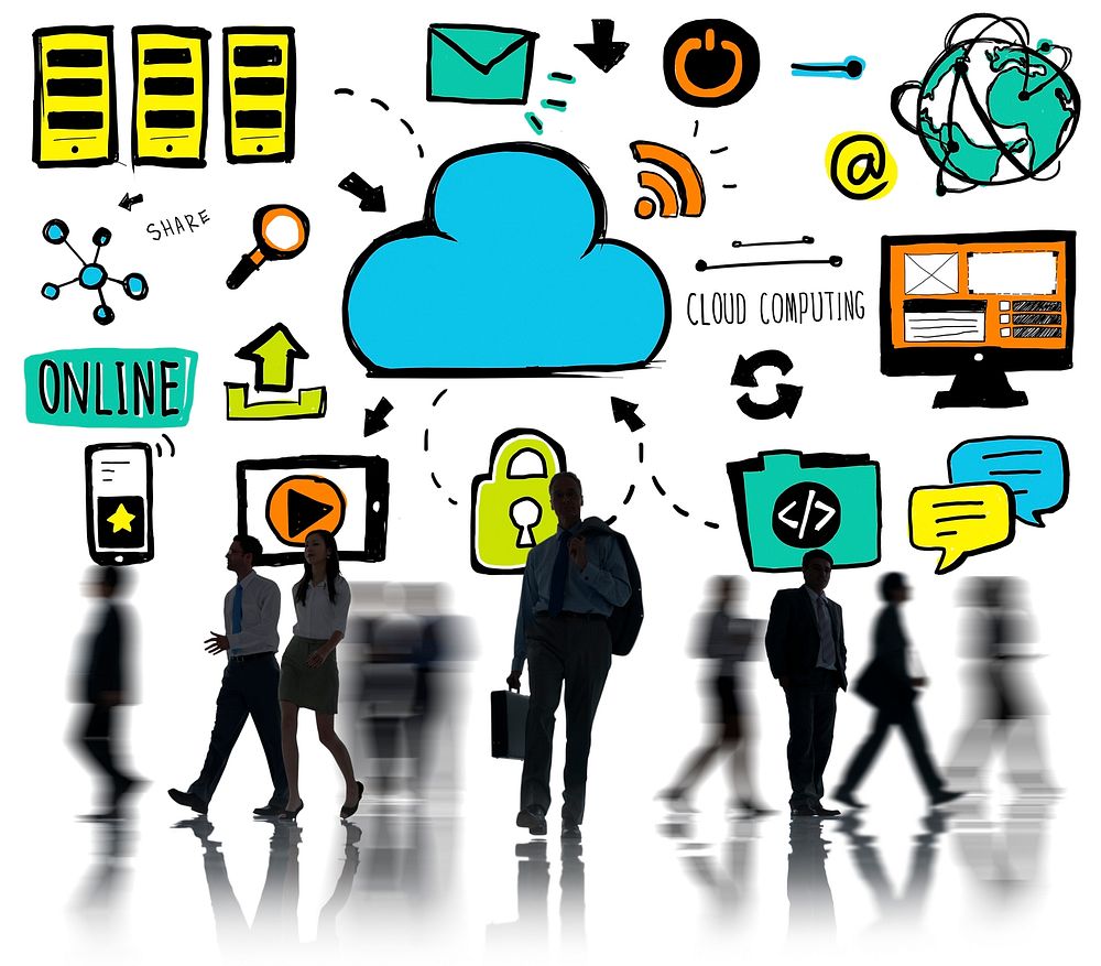 Businessman Cloud Computing Data Storage Office Worker Concept