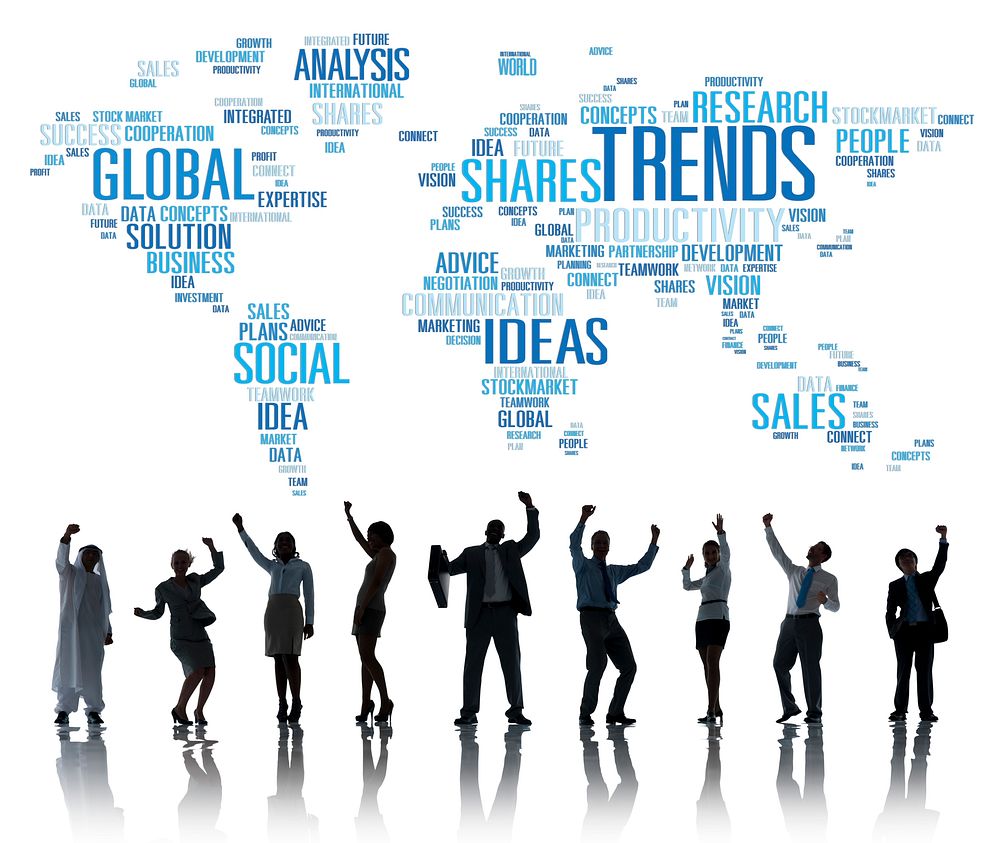 Trends World Map Marketing Ideas Social Style Concept