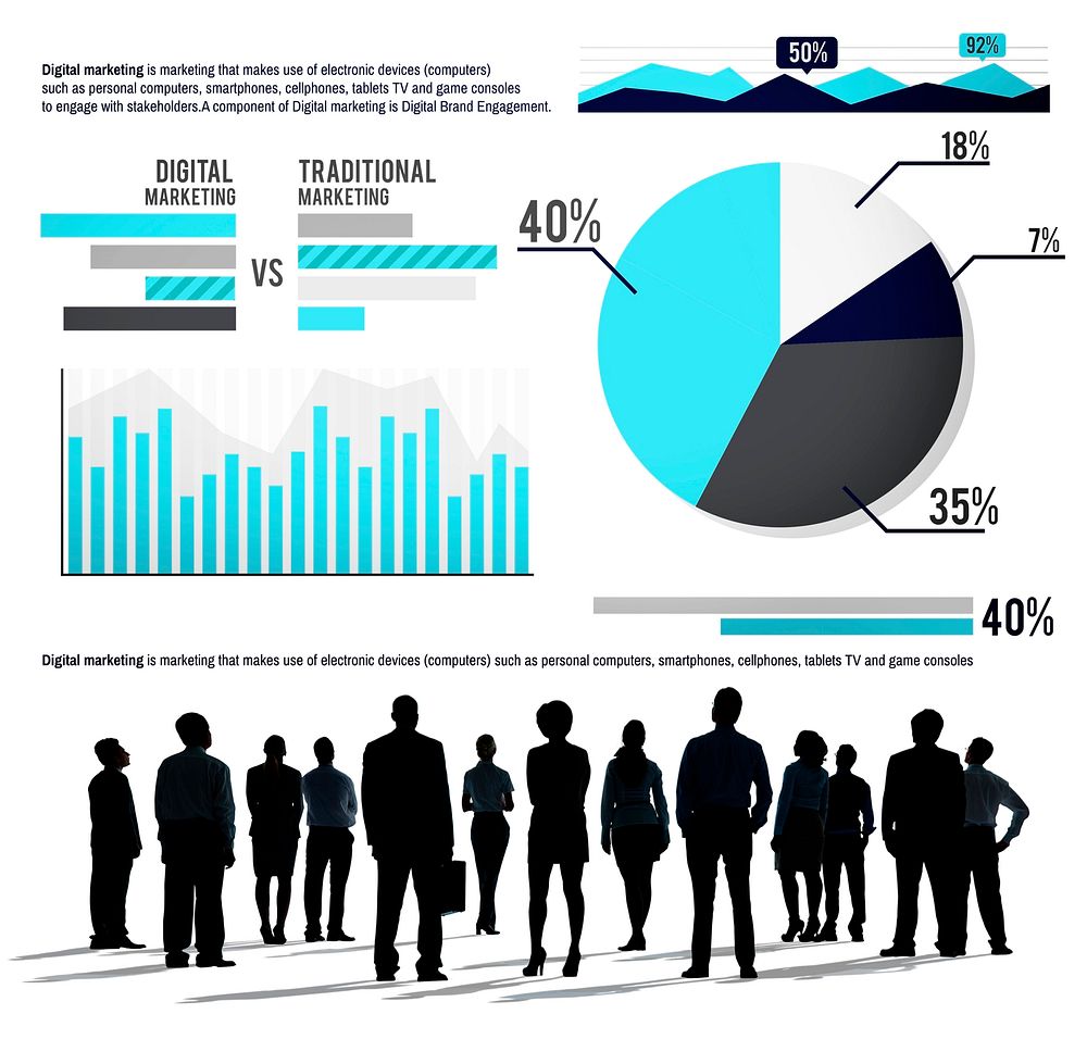 Digital Marketing Graph Statistics Analysis Finance Market Concept