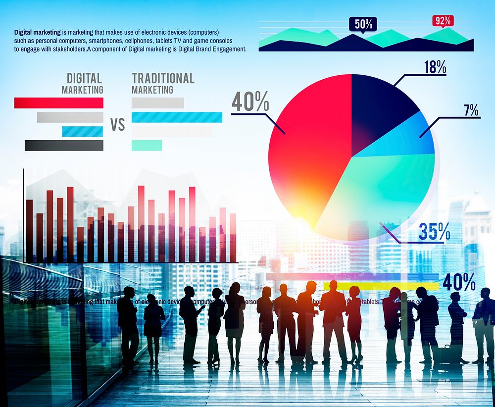 Digital Marketing Graph Statistics Analysis Finance Market Concept