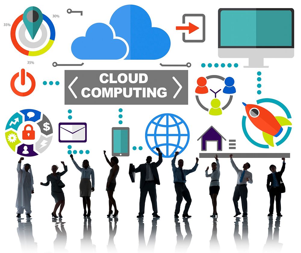 Business People Celebration Global Communications Cloud Computing Concept
