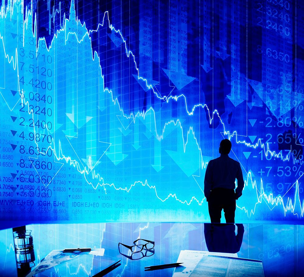 Silhouette Businessman Discussion Stock Market Concept
