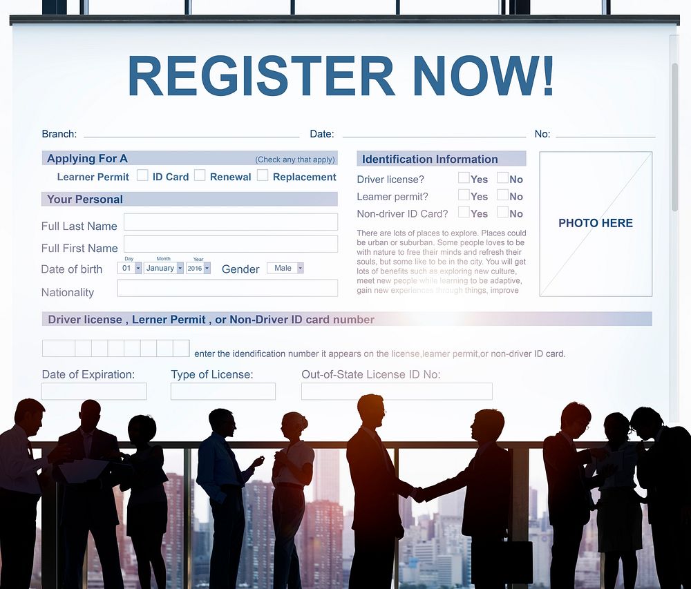 Register Now Application Form Concept