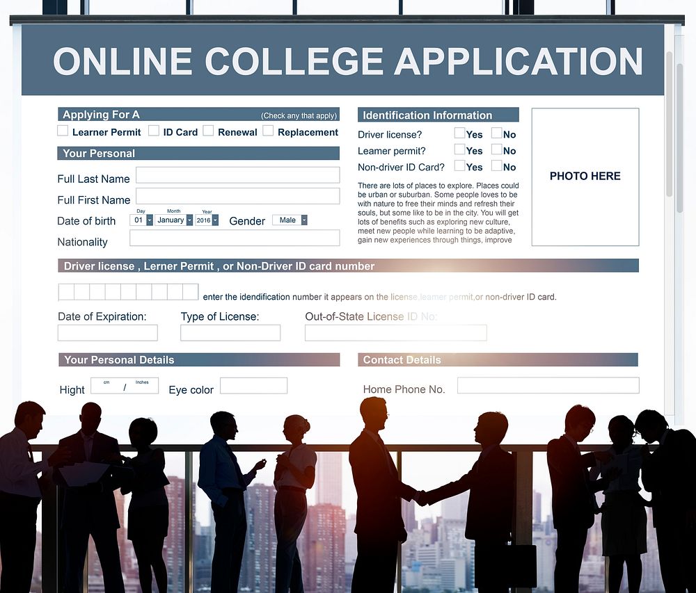 Online Collage Application Document Form Concept
