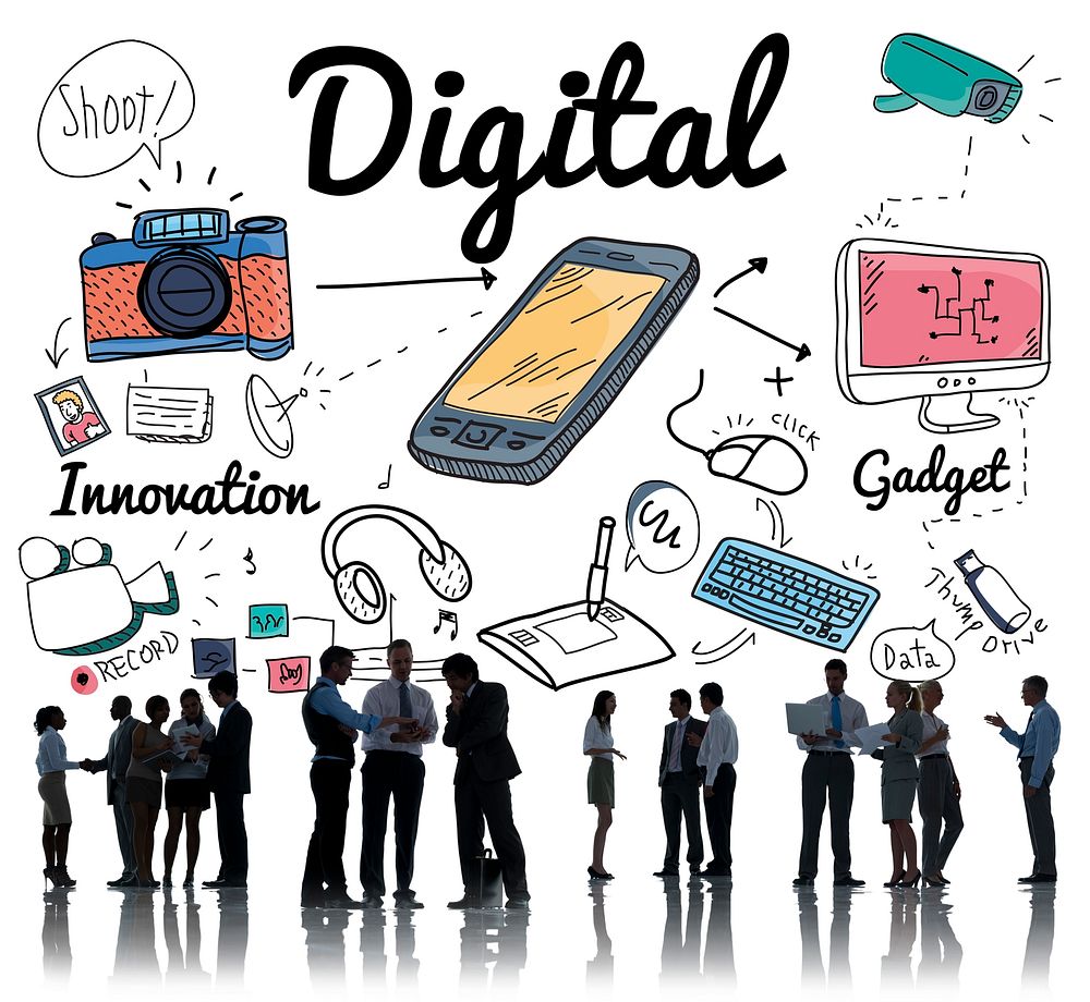 Digital Gadget Innovation Sharing Media Concept