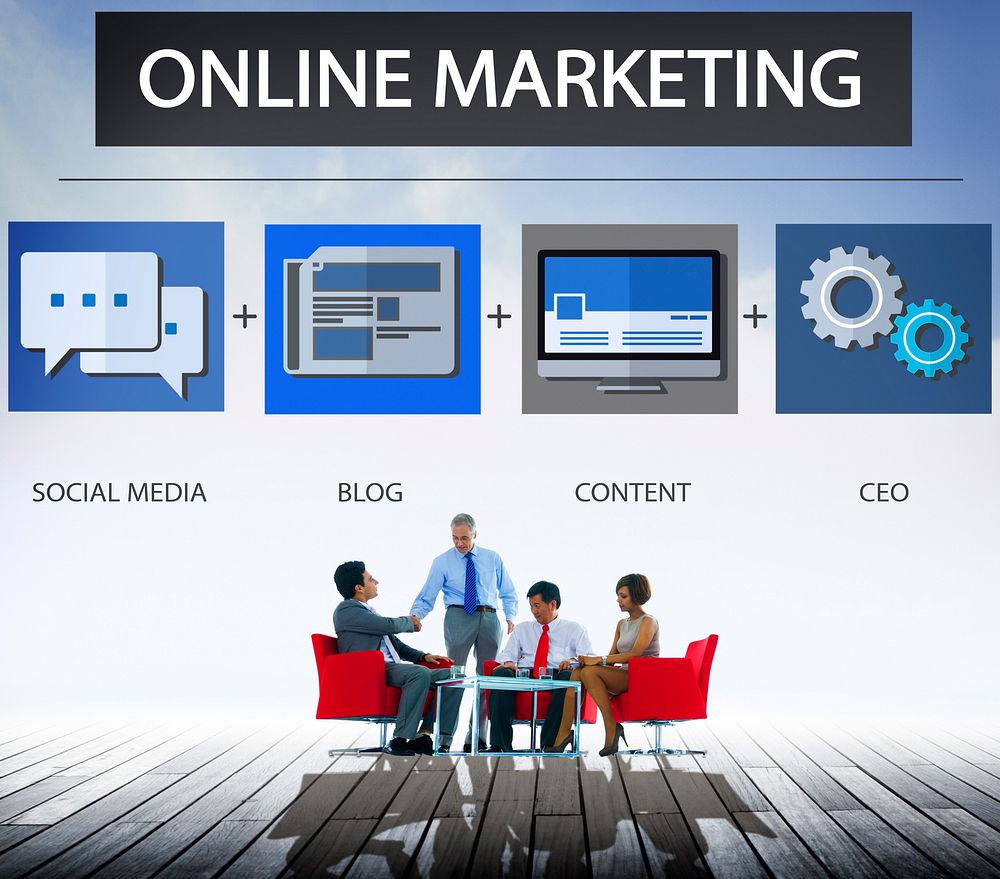 Online Marketing Strategy Branding Commerce Advertising Concept