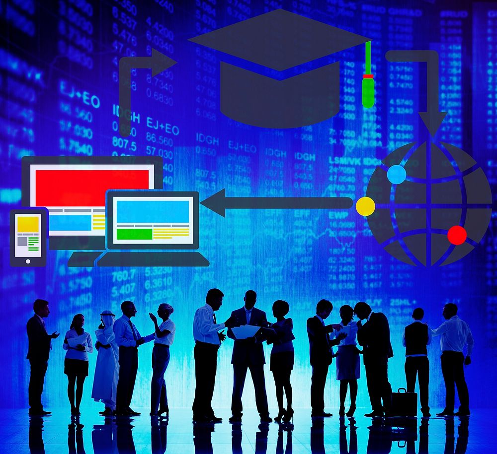 middle school, online school business, e-learning, business people