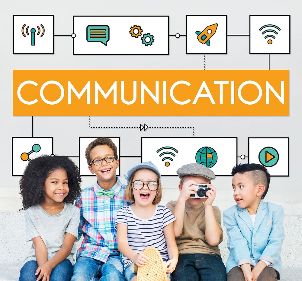 Hipster Kids Relax Communication Concept