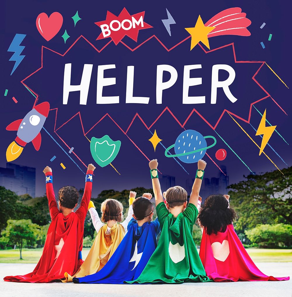 Superhero Kids Imagination Power Helper Concept