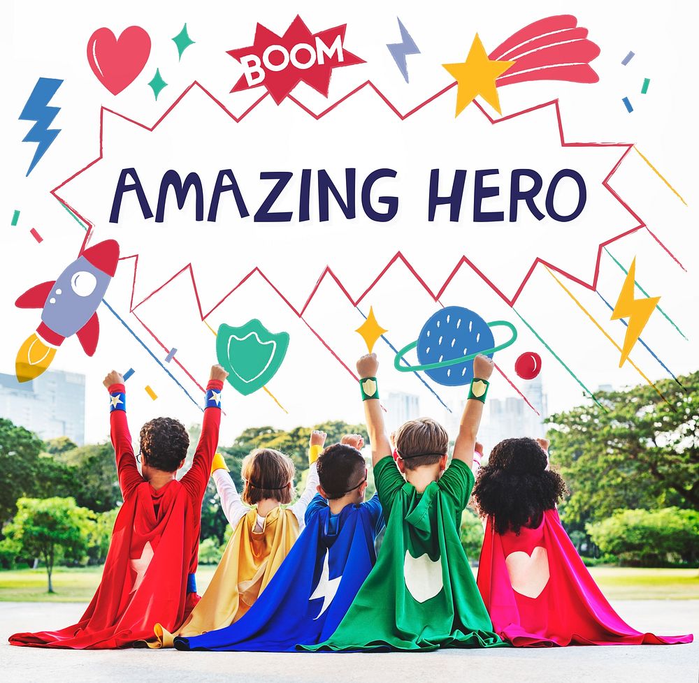 Superhero Kids Imagination Power Helper Concept