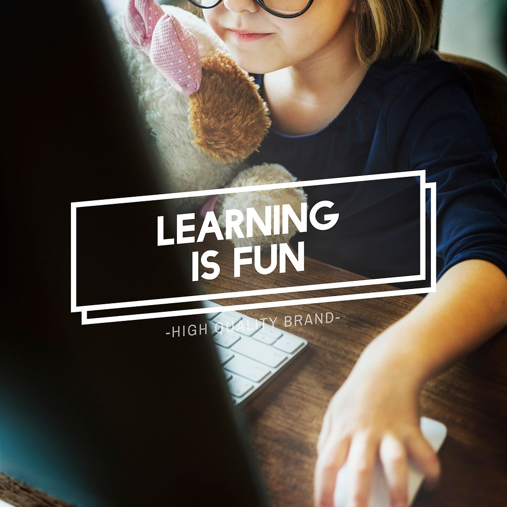 Little Girl Learn Online Geeky Concept