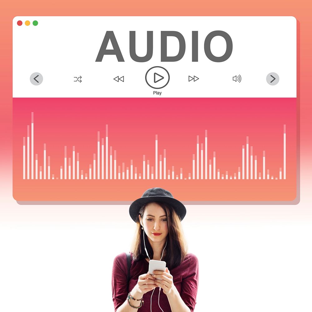 Lady Standing Listing Music Concept