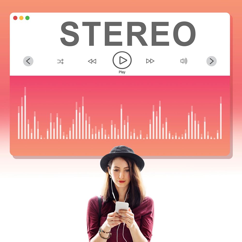 Lady Standing Listing Music Concept