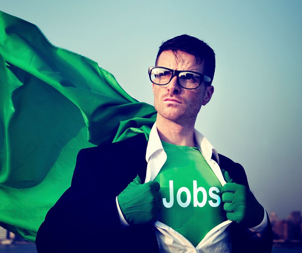 Strong Superhero Businessman Jobs Concepts