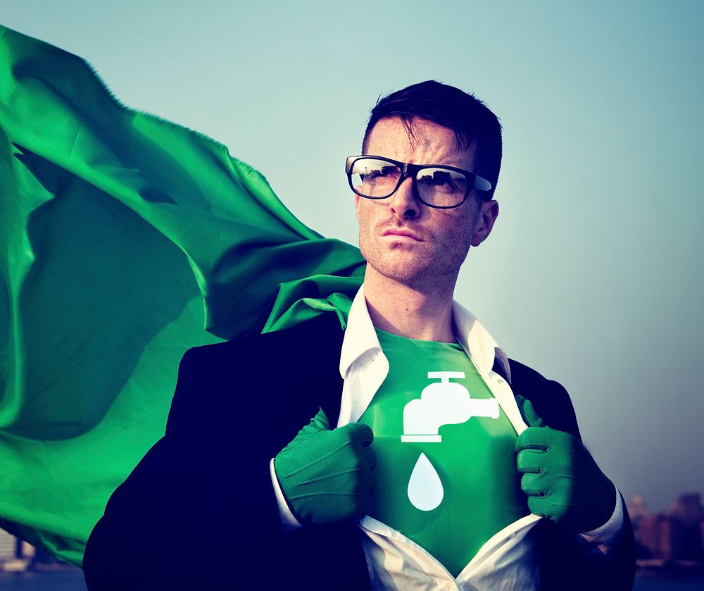 Water Saving Strong Superhero Success Professional Empowerment Stock Concept