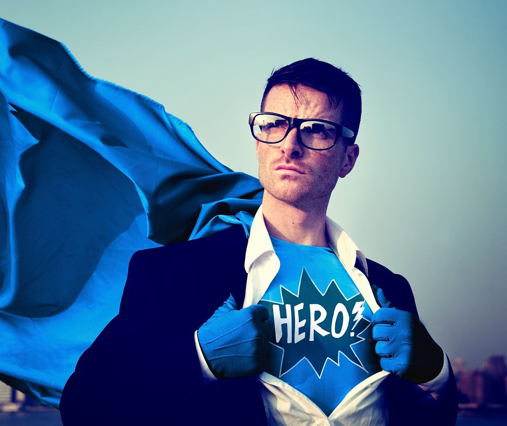 Superhero Businessman Hero Comic Explosion Concept