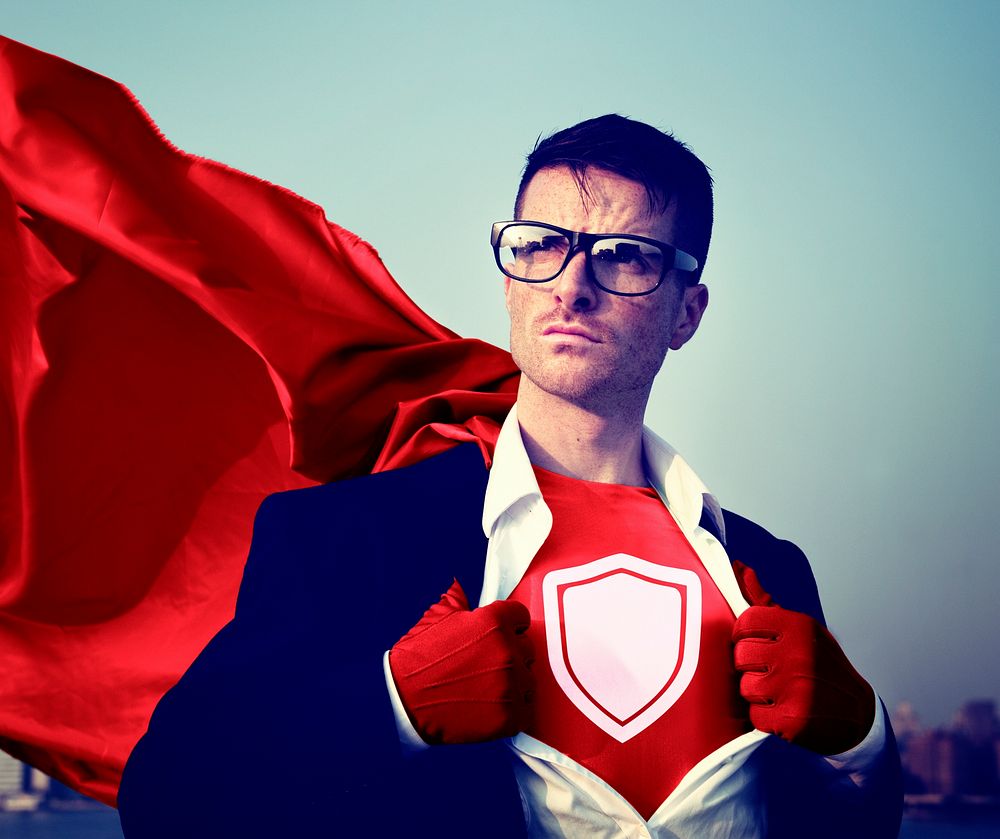 Strong Superhero Businessman Protection Concepts