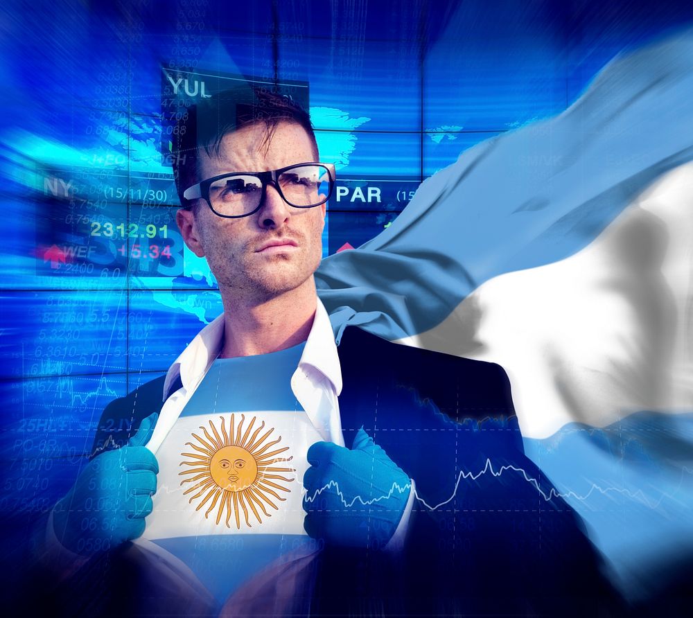 Businessman Superhero Country Argentina Flag Culture Power Concept