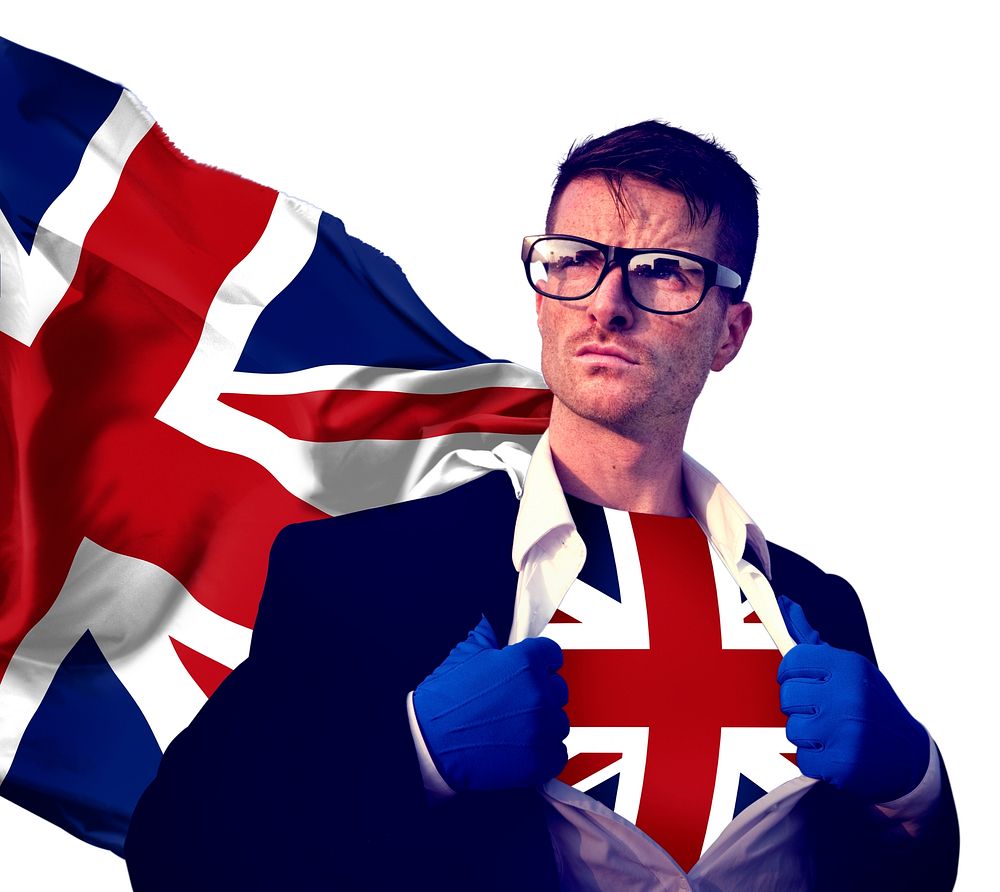 Superhero Businessman UK Isolated Concept