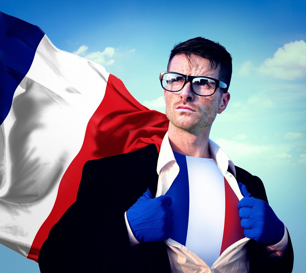 Superhero Businessman French Cloudscape Concept