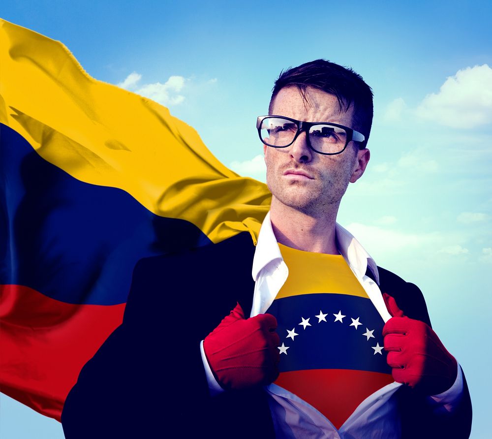 Businessman Superhero Country Venezuela Flag Culture Power Concept