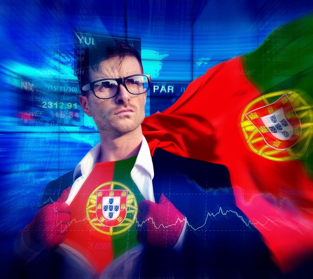 Businessman Superhero Country Portugal Flag Culture Power Concept