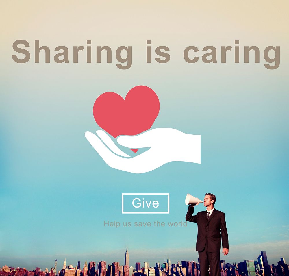 Sharing Caring Share Opinion Social Networking Concept