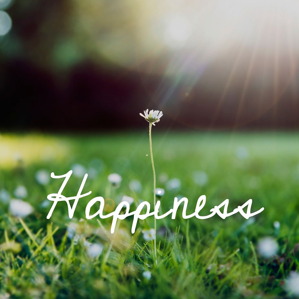 Life happiness positive attitude word on flower background