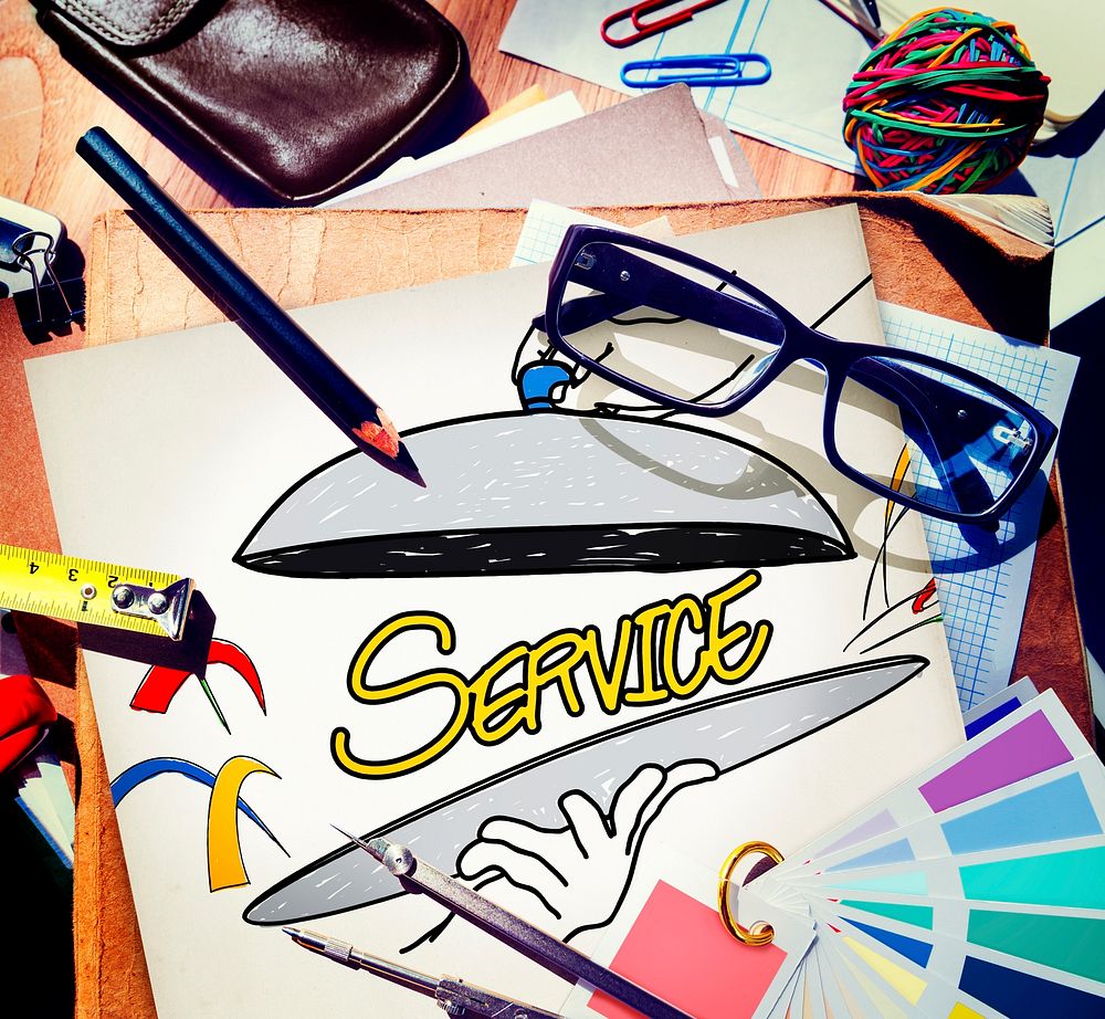 Customer Service Quality Platter Sketch Drawing Concept