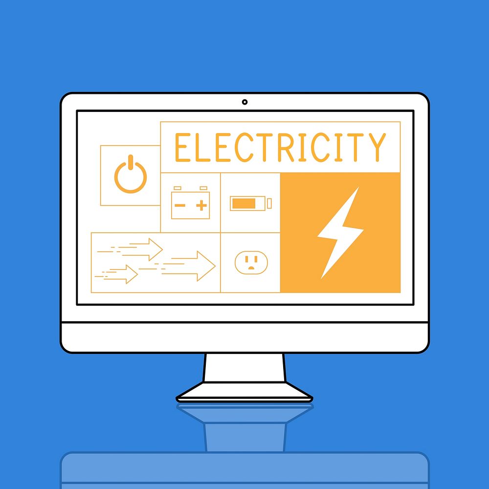 Illustration of energy saving sustainability power generation on computer