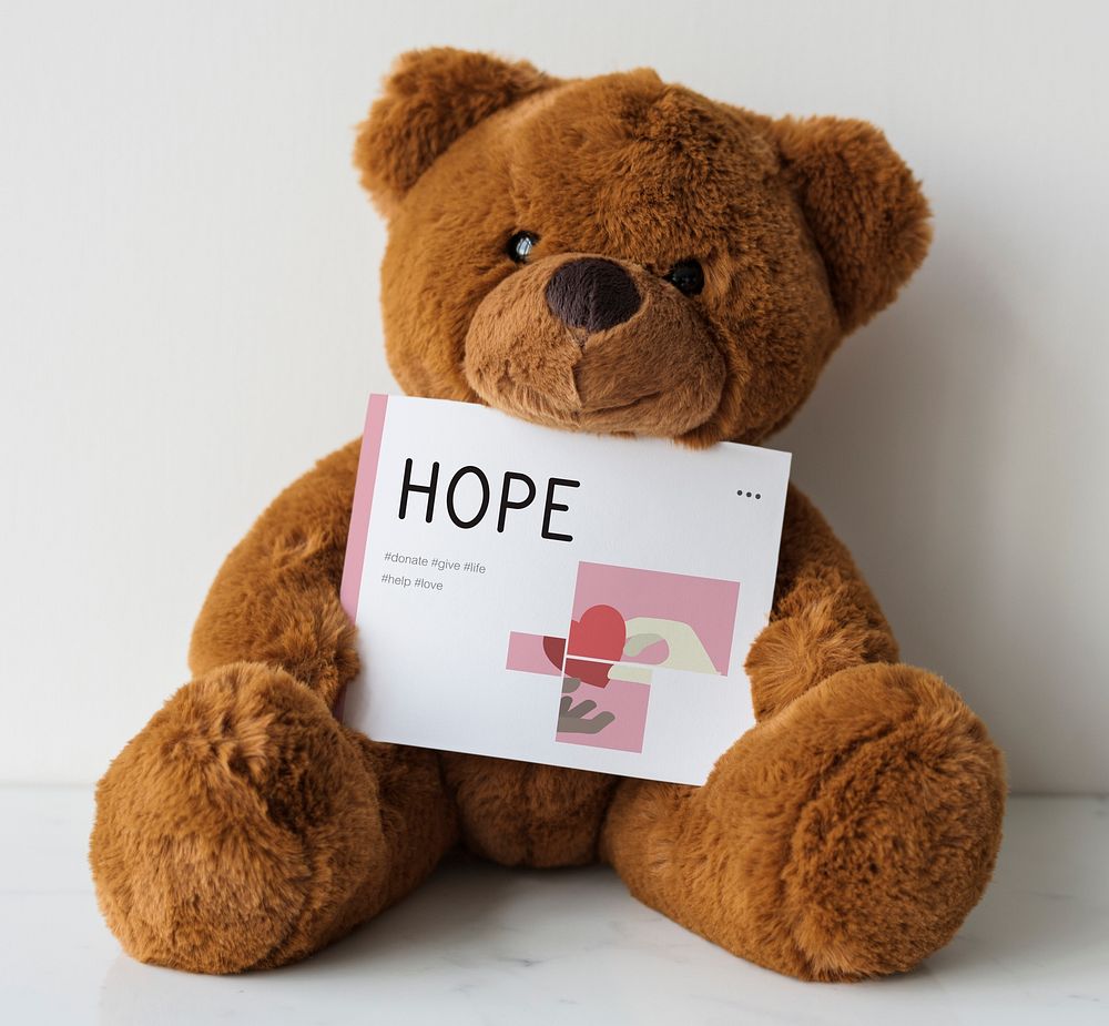 Teddy bear with charity donations campaign illustration