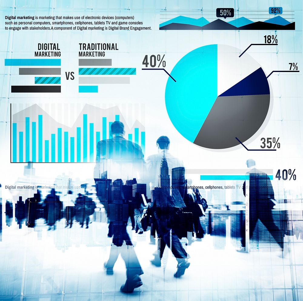 Digital Marketing Graph Statistics Analysis Finance Market Concept