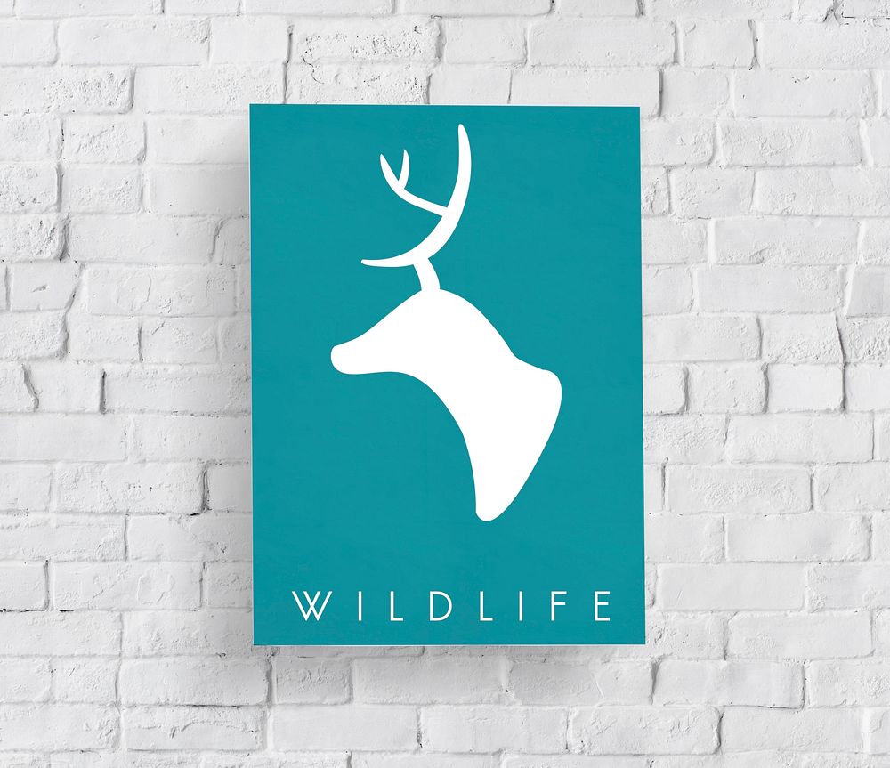 Green deer wildlife graphic illustration