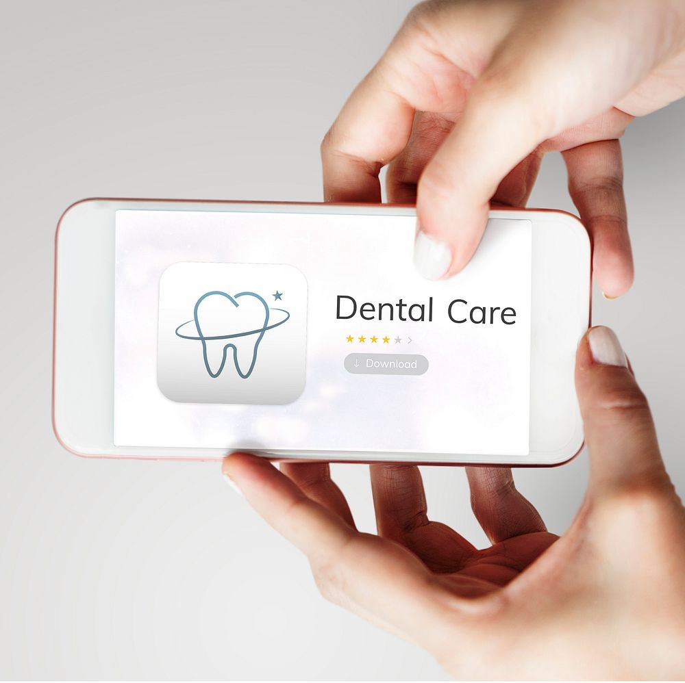 Illustration of dental care application on mobile phone