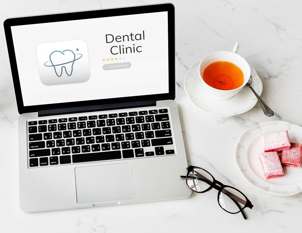 Illustration of dental care application on laptop
