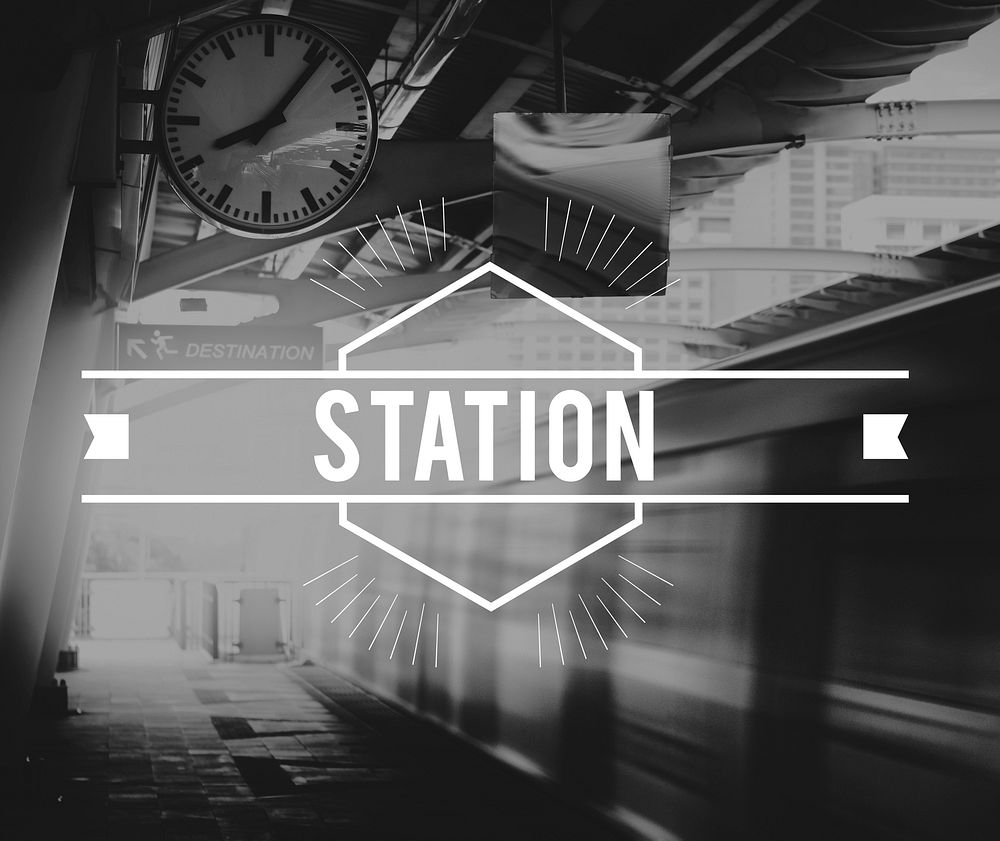 Train Station Platform Rush Hour Black and White Style