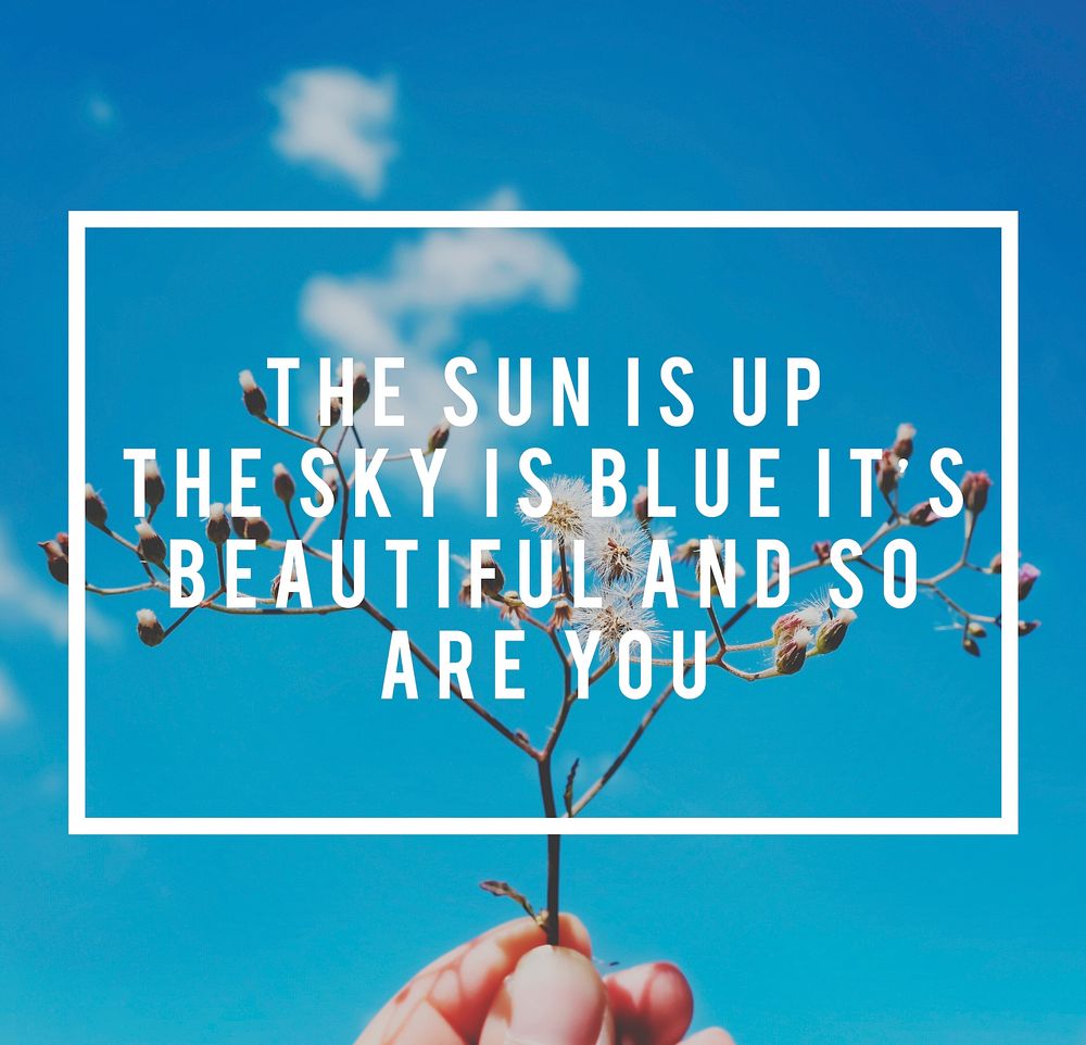 Life motivation inspiratin positive vibes quote on flower and blue sky background