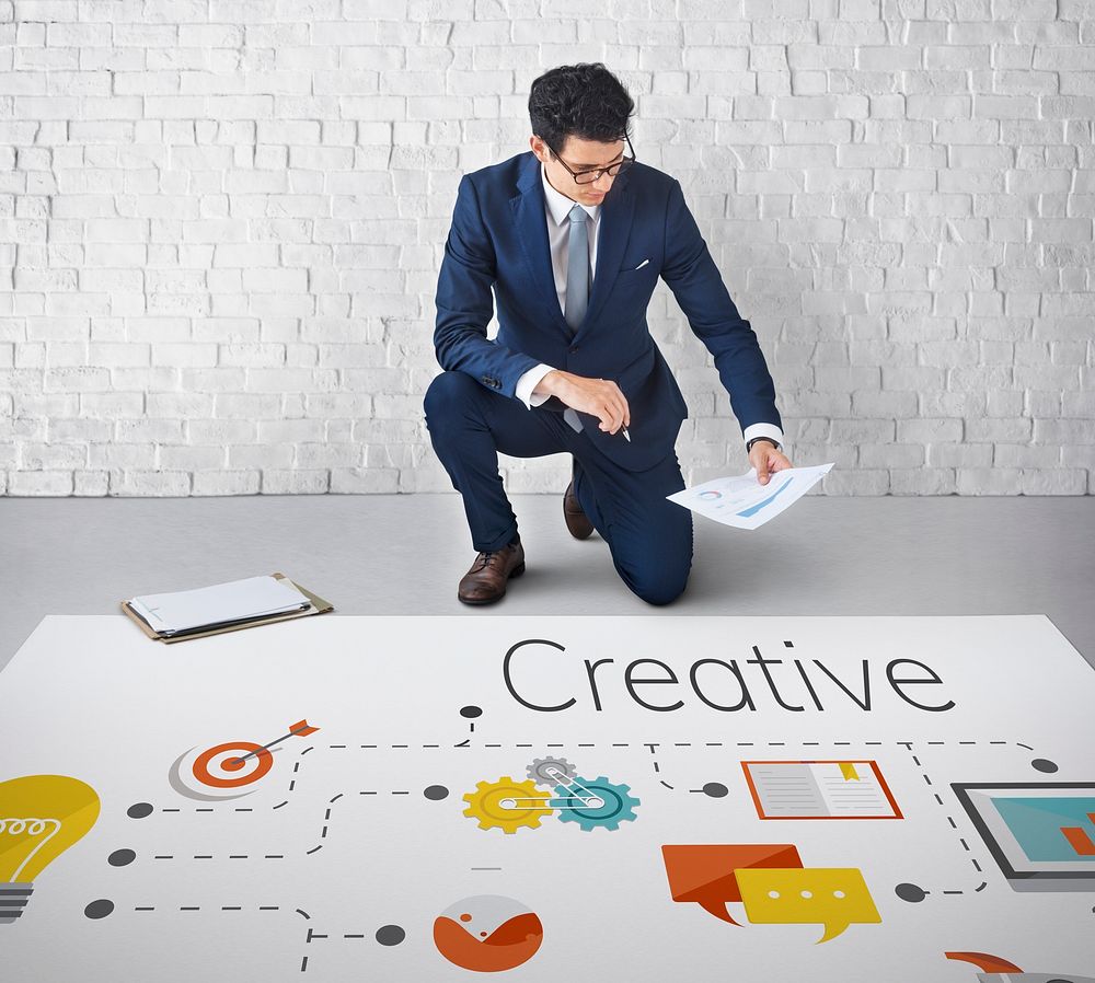 Businessman ideas invention and creative icon graphic design