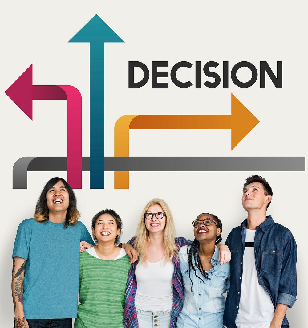 Group of people make a decision on their path