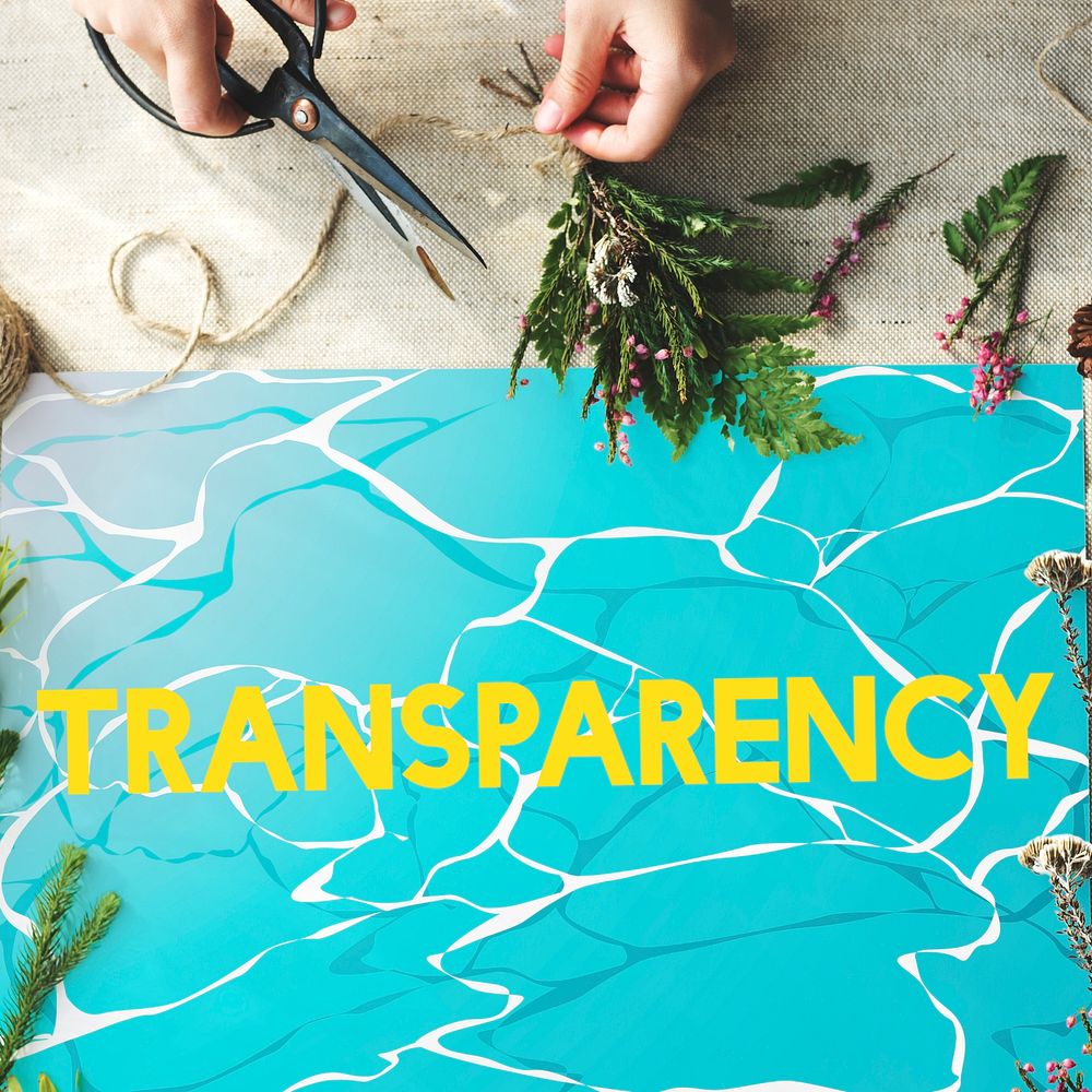 Transparency word clear glassy water