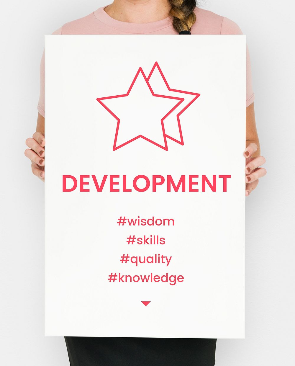 People holding Placard with star development icon
