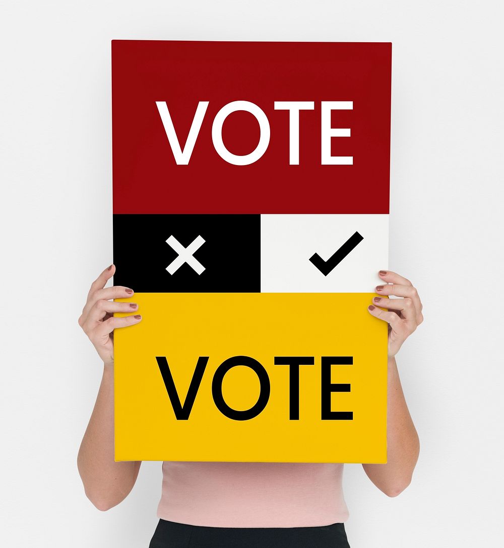 Vote sign in front of a girl
