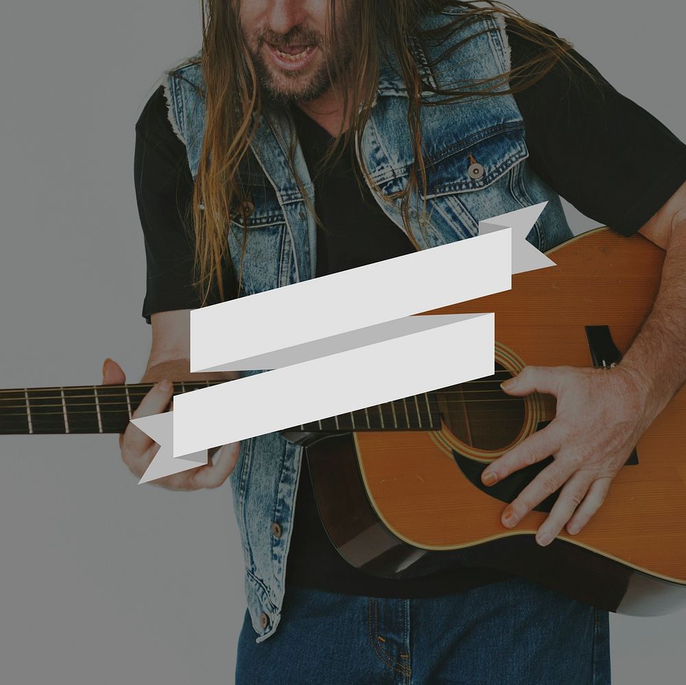 Guitarist Playing Music Banner Frame