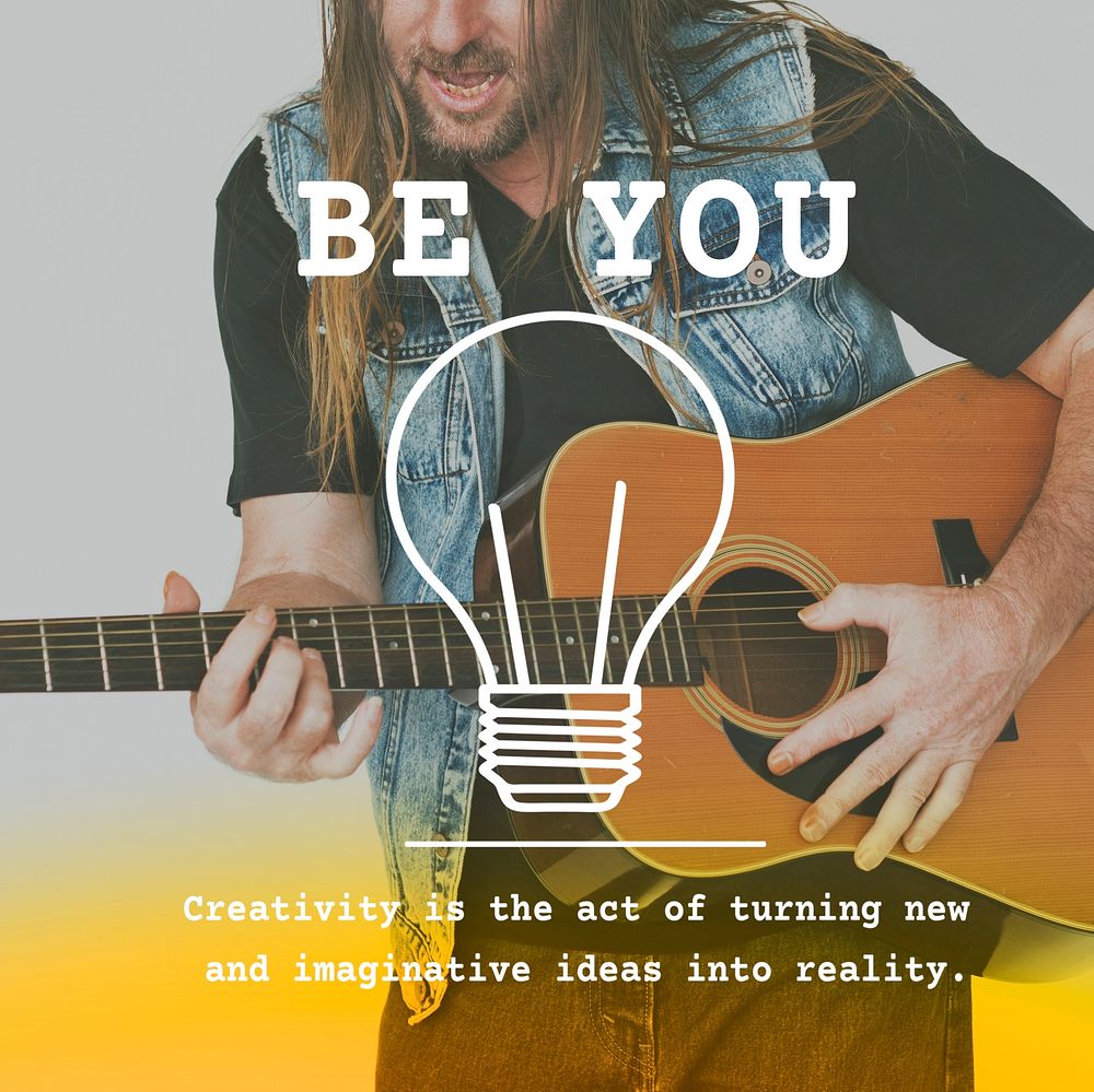 Man Playing Guitar with Be You Lifestyle Motivation Word