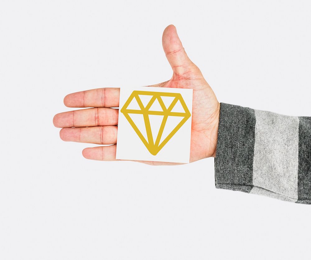 Diamond gem icon graphic with people studio shoot