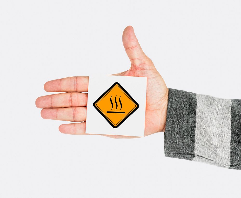 Hand Shoot Showing Hot Surface Sign Attention Note