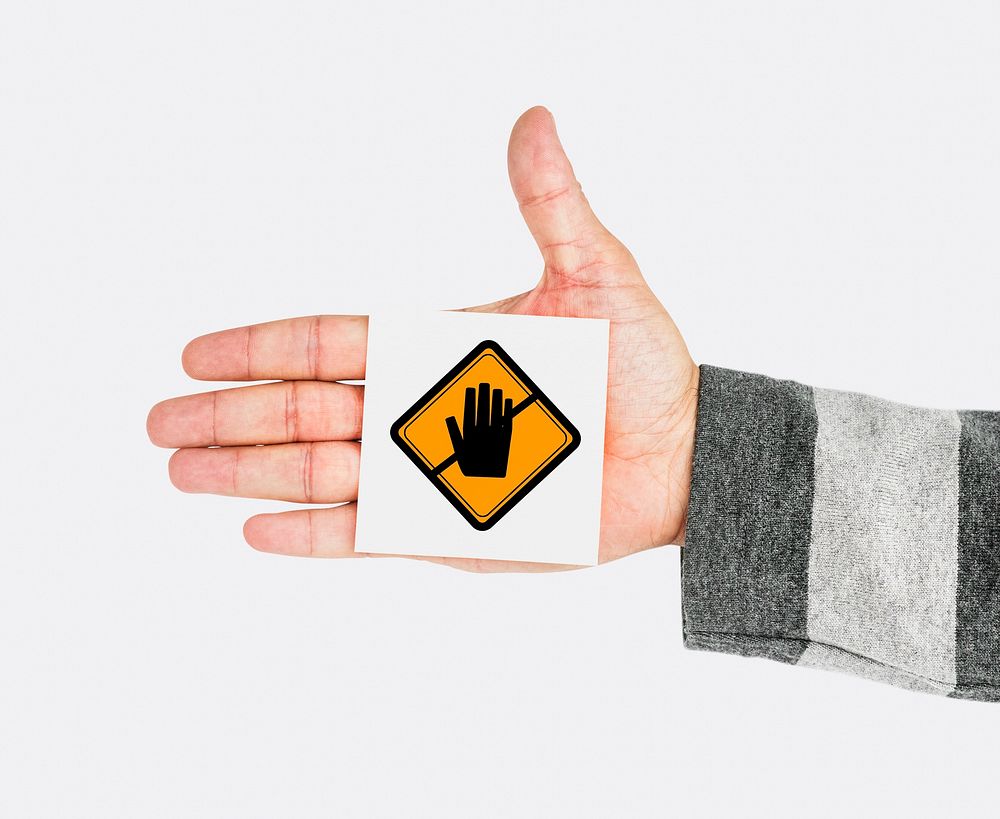 Hand Shoot Showing Don't Touch Caution Sign Note