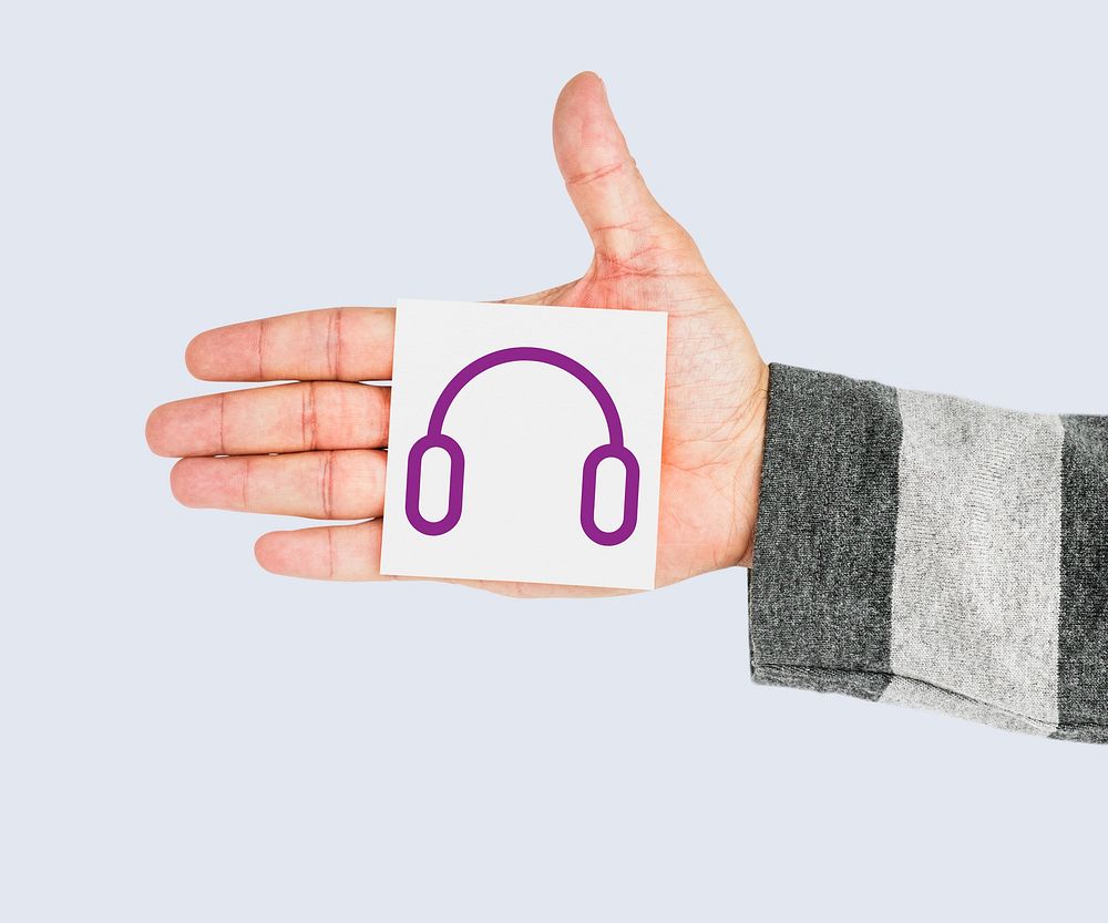 Headset headphone icon graphic with people studio shoot