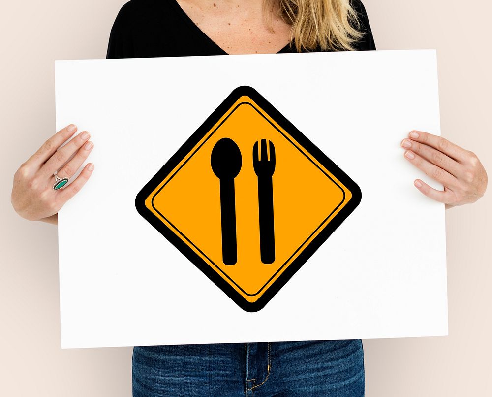 Show Fork Spoon Edible Sign