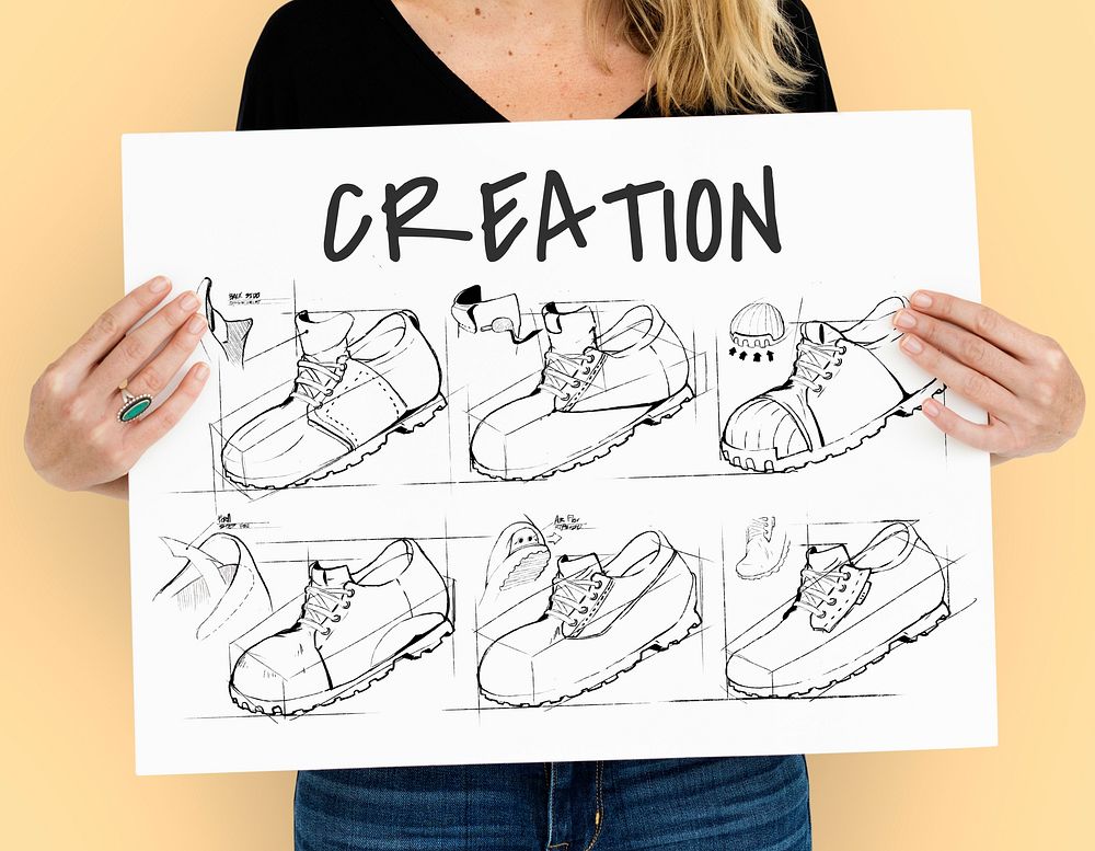 Shoe production procedure sketch drawing